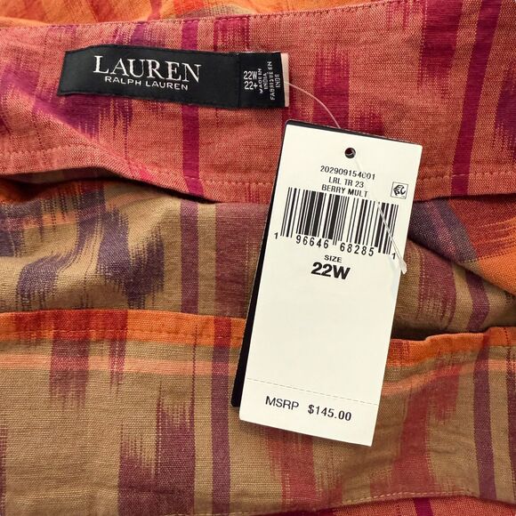 Lauren Ralph Lauren Wrap Skirt Women's 22W PLUS Geo Ikat Cotton Knee-Length NWT - Picture 13 of 16